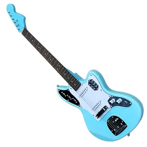 Guitare électrique bleu ciel de bonne qualité, étui de guitare électrique, protecteur d'écran blanc, avec accessoires chromés