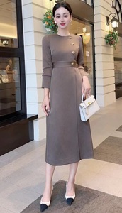 XXXL <span class=keywords><strong>robe</strong></span> <span class=keywords><strong>moulante</strong></span> 2024 automne hiver Cocktail fête femmes gros bouton déco à manches longues Midi marron <span class=keywords><strong>kaki</strong></span> <span class=keywords><strong>robe</strong></span> Occasion spéciale - Product Image 4