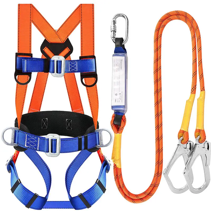 Five point high-altitude work safety harness complete safety belt double hook fall prevention full body safety rope set