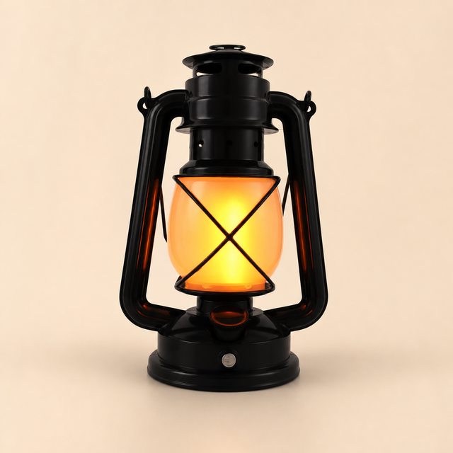 Rechargeable Retro LED Camping Lantern with Flame Effect Vintage Storm Lantern with IP20 Protection USB Charging for Outdoor Use