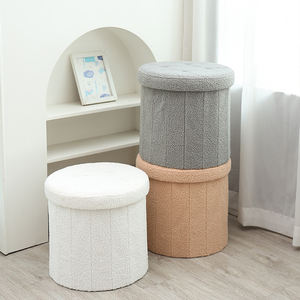 Kadife katlanır osmanlı tezgah küp beyaz oyuncak kadife kumaş ayak dışkı Footrest depolama osmanlı - Product Image 2