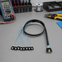 MCIO 8I SFF TA 1016 Ke 8 SATA 7 Pin Kabel Breakout 12Gbps 74 Pin Kabel Internal Server untuk Kartu RAID Penyimpanan HDD SSD