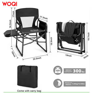 Chaise de camping d'extérieur Woqi, cadre en aluminium, pliable, portable, chaise de jardin, tissu Oxford noir - Product Image 3