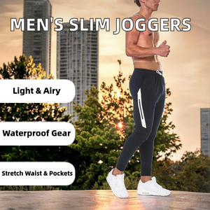 Premium Men's Lightweight Canvas Cotton <b>Jogger</b> Casual <b>Slim</b> Fit Breathable Waterproof Mid Waist Elastic Zipper Pockets Narrow - Product Image 2