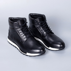 Chelsea <b>Boots</b> Men Ankle High Round Toe Genuine Leather Lace Up Winter Retro Anti Slippery Casual Business <b>Boots</b> - Product Image 4
