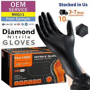 8Mil 9Mil Black Nitrile Heavy Duty Mechanic Safe Work Touchntuff <b>Latex</b> Powder Free Nitrile <b>Gloves</b> Guantes De Trabajo - Product Image 1