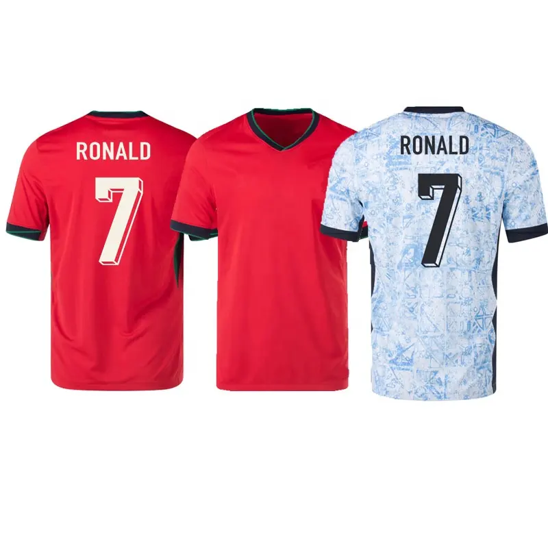 2024 2025 Thai Wholesale Football Jersey Training Sportswear Ronaldd National Red Home Soccer Uniforms Sets Quick Dry Shirts