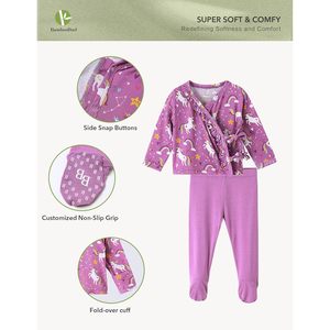 ชุดเสื้อคลุมกิโมโนแขนยาวและกางเกงขายาวสำหรับเด็กผู้หญิง BambooBud ผลิตจากใยไผ่ ชุดน่ารักสไตล์หวาน ใส่ได้ทุกฤดู เป็นมิตรต่อสิ่งแวดล้อม - Product Image 2