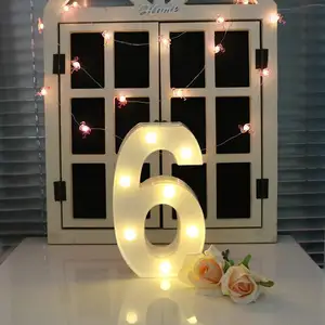 Decoratieve Led Light Up Aantal Letters Wit Plastic Marquee Aantal Lichten Teken Party Wedding Decor