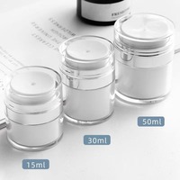 Logo personnalisé blanc clair AS PP pot sans air cosmétique conteneur 15g 30g 50g Push-type bouteille de crème sous vide