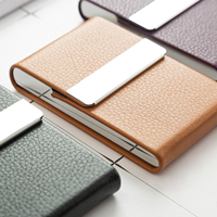Pemegang Kartu Kulit Kustom Stik Di Dompet Saku Kartu Kulit PU Tempat Kartu Kredit