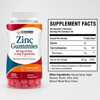 Fabrication sur mesure de suppléments en gommes de zinc à marque privée OEM ODM, soutien du système immunitaire, fabrication par contrat, 30 mg en 2 gommes