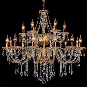 Lámpara de Araña de Cristal con Marco Dorado de Acero Inoxidable, E26, 5000K, Luz Diurna, Control Remoto, Altura Ajustable, para Montaje en Techo de Sala de Estar - Product Image 4