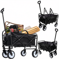 Chariot de camping pliable robuste CZFIT avec poignée réglable, quatre roues, chariot pliable pour les courses, les voyages en plein air, unisexe