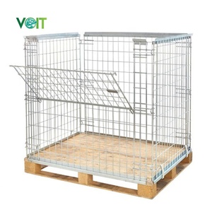 Ahşap paletler için verimli depolama dayanıklı çelik katlanabilir istiflenebilir palet kafesleri - Product Image 1