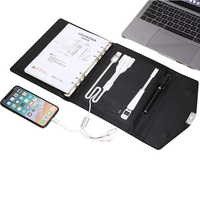 Carnet de luxe business smart avec banque d'alimentation et clé usb, carnet intelligent, ensemble cadeau OEM avec jeu de stylos