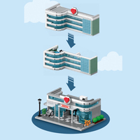 XMORK - Juego de Construcción de Hospital Urbano en Miniatura, 1350 Piezas, Bloques de Plástico de Partículas Pequeñas para Niños