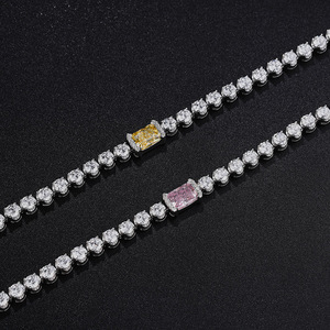 Bracelet Diamant Fleur de Glace, Design Niche Ins, Incrustation de Diamants Jaunes et Roses, Argent S925, Tendance Luxe Léger, Élégance Simple - Product Image 4