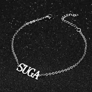 Bracciale a catena in acciaio al titanio con lettere KPOP <span class=keywords><strong>TAEHYUNG</strong></span> JUNGKOOK RM JIMIN J-HOPE SUGA JIN, accessorio gioiello da polso, regalo di compleanno per i fan - Product Image 4