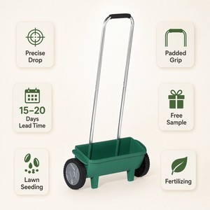 Esparcidor <span class=keywords><strong>de</strong></span> Semillas y Fertilizantes, Sembrador Manual para Jardín y Césped, Esparcidor <span class=keywords><strong>de</strong></span> Semillas <span class=keywords><strong>de</strong></span> Césped, Sal y Anticongelante, con Ruedas y Mango Ajustable - Product Image 1