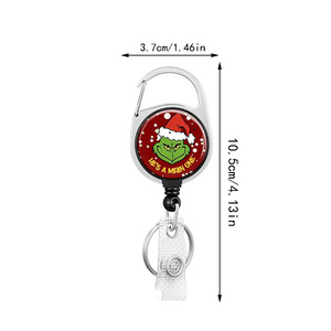 Porte-clés rétractable à clipser en époxy, motif monstre vert grimpeur, avec chapeau de Noël, cadeau de Noël transfrontalier - Product Image 5