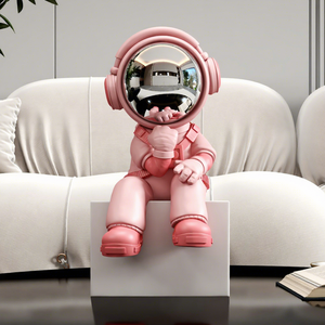 Statuetta Moderna in Resina di Astronauta con Visiera Cromata, Statua Creativa di Cosmonauta, Ornamento da Scrivania, Fornitura di Fabbrica - Product Image 3