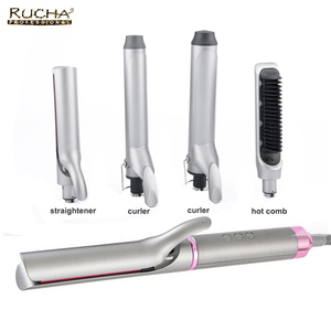 cepillo de plancha de pelo einstufiger haarstyling werkzeugsatz haarglätter und lockler gerade bürste - Product Image 1