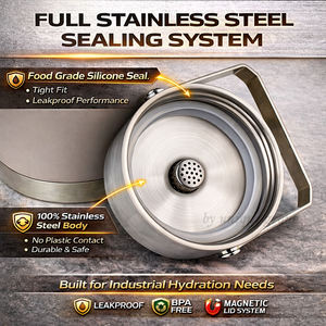 Grande gourde isotherme 128 oz en acier inoxydable, conteneur d'eau robuste pour le travail extérieur, le camping, la ferme, l'hydratation, OEM - Product Image 5