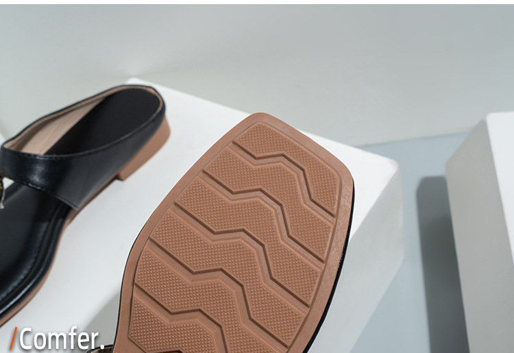 Fashion Round Buckle Clip Toe Flat Sandal Leather PU Women Slippers Girls Casual Shoes