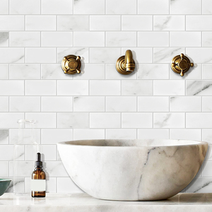 Paneles de pared decorativos de PVC modernos, mosaico de azulejos de pared de mármol blanco brillante para Metro Peel and Stick - Product Image 6
