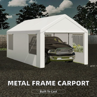 Abri de voiture moderne portable en métal pour l'extérieur avec cadre en acier revêtu de PVC, imperméable et durable pour garage ou usage automobile