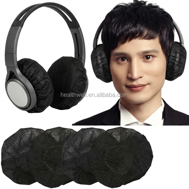 Disposable Stretchable Headphone Ear Covers, Sanitary Hearing Protective Pad Cover for Airport Tarmac Aviation Workers