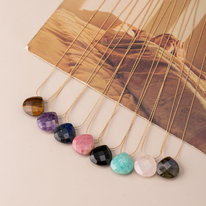 สร้อยคอทองเหลืองประดับคริสตัลโรสควอตซ์ทรงหยดน้ำ สร้อยคอจี้รูปหยดน้ำสำหรับผู้หญิง - Product Image 3