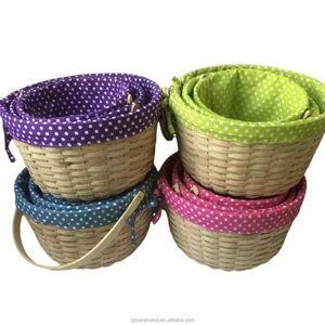 Handicraft Empty Easter Basket Gifts Colored Bamboo Basket Storage Basket With Handle For Kids