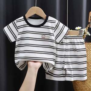 Nouvel ensemble de vêtements pour enfants, costume d'été pour bébé garçon, t-shirt et short, 2 pièces décontractées en coton pour le printemps - Product Image 4