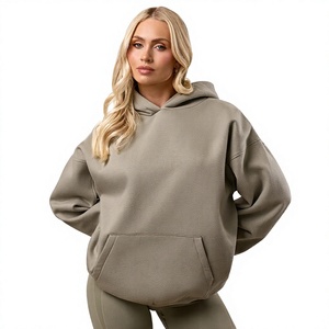 Sudadera con Capucha Extra Grande para Mujer, de Color Sólido, de Algodón y Felpa, con Bolsillos, Largo Regular, para Otoño, Sudadera Personalizada al por Mayor BD - Product Image 6