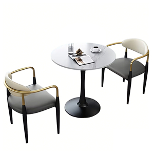 Ensemble de <span class=keywords><strong>table</strong></span> à manger moderne de luxe avec plateau rond en pierre frittée et base en métal doré, faible MOQ, conception personnalisée, achat en gros - Product Image 6