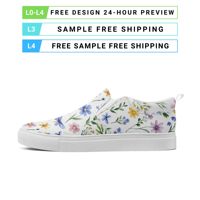 Mocassins en toile à imprimé floral personnalisé OEM/ODM, baskets à enfiler avec semelle intermédiaire en EVA et rehausseur de talon pour hommes et femmes FN071-25009144-2