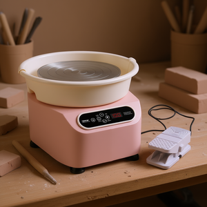 Tornio elettrico per ceramica da 10 pollici 350W con schermo LCD touch e pedale per la modellazione fai-da-te di ceramica - Product Image 2