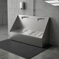 Lavabo double station moderne en SUS304 pour ablution (Wudu) avec grille de lavage des pieds et robinet auto-fermant en laiton massif de 1,2 mm d'épaisseur pour ablution musulmane