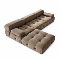 Ensemble de canapés modulaires en velours, style italien, capitonnés, pour salon, avec ottoman, confort en mousse dense