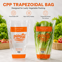 Sacs à laitue transparents coniques autocollants perforés personnalisés en CPP pour l'emballage des légumes