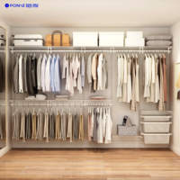Nouveau ouvert bricolage métal placard garde-robe vêtements organisateur mural réglable grande capacité moderne chambre salon bureau
