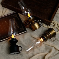 Lampe à huile vintage pour Halloween, petite lampe à huile électronique en PP, ornement rétro, simulation d'ambiance, veilleuse de Noël