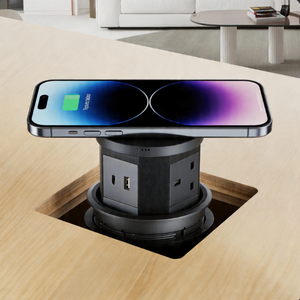 Caricatore Wireless Integrato Sotto Scrivania con Multipresa Pop-up e Porte USB-A e Type-C per <span class=keywords><strong>Isola</strong></span> Cucina, Ufficio, Casa, Tavolo - Product Image 6