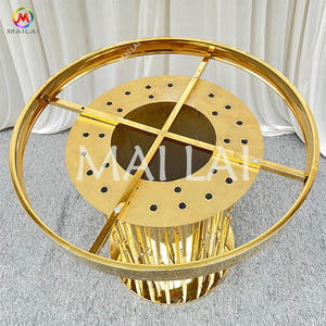Soporte de mesa redondo de postre, decoración de boda de acero inoxidable dorado con diseño personalizado - Product Image 6