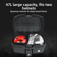Top case moto 45L en plastique PP, fixation universelle haute performance avec fonctions anti-vibration