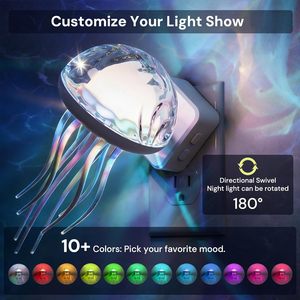 Projecteur LOHAS Veilleuses style méduse <span class=keywords><strong>avec</strong></span> capteur 180 °   Lampe de nuit RGB rotative dynamique pour <span class=keywords><strong>chambre</strong></span> à coucher, pour adultes, adolescents et filles - Product Image 2