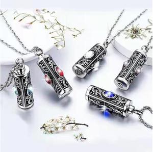 Vente en gros de pendentifs de crémation à cylindre collier de sublimation en pierre 12 couleurs d'anniversaire urne commémorative cendres pendentif zodiaque - Product Image 2
