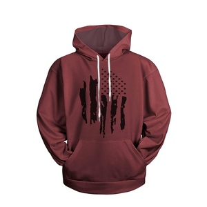 Sudaderas con Capucha Ecológicas con la Bandera Estadounidense, Sudadera Gráfica de Manga Larga para Hombre, Mezcla de Algodón Orgánico - Product Image 1